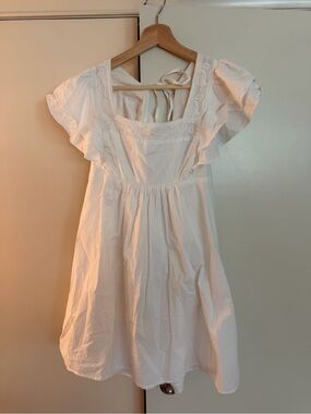 Urban Outfitters White Mini Dress with Ruffle Sleeves